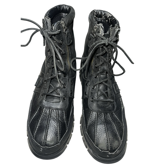 Polo Ralph Lauren Boots Mens Size 12 Andres Leather Duck Hiking Zip Lace Up - Picture 5 of 10